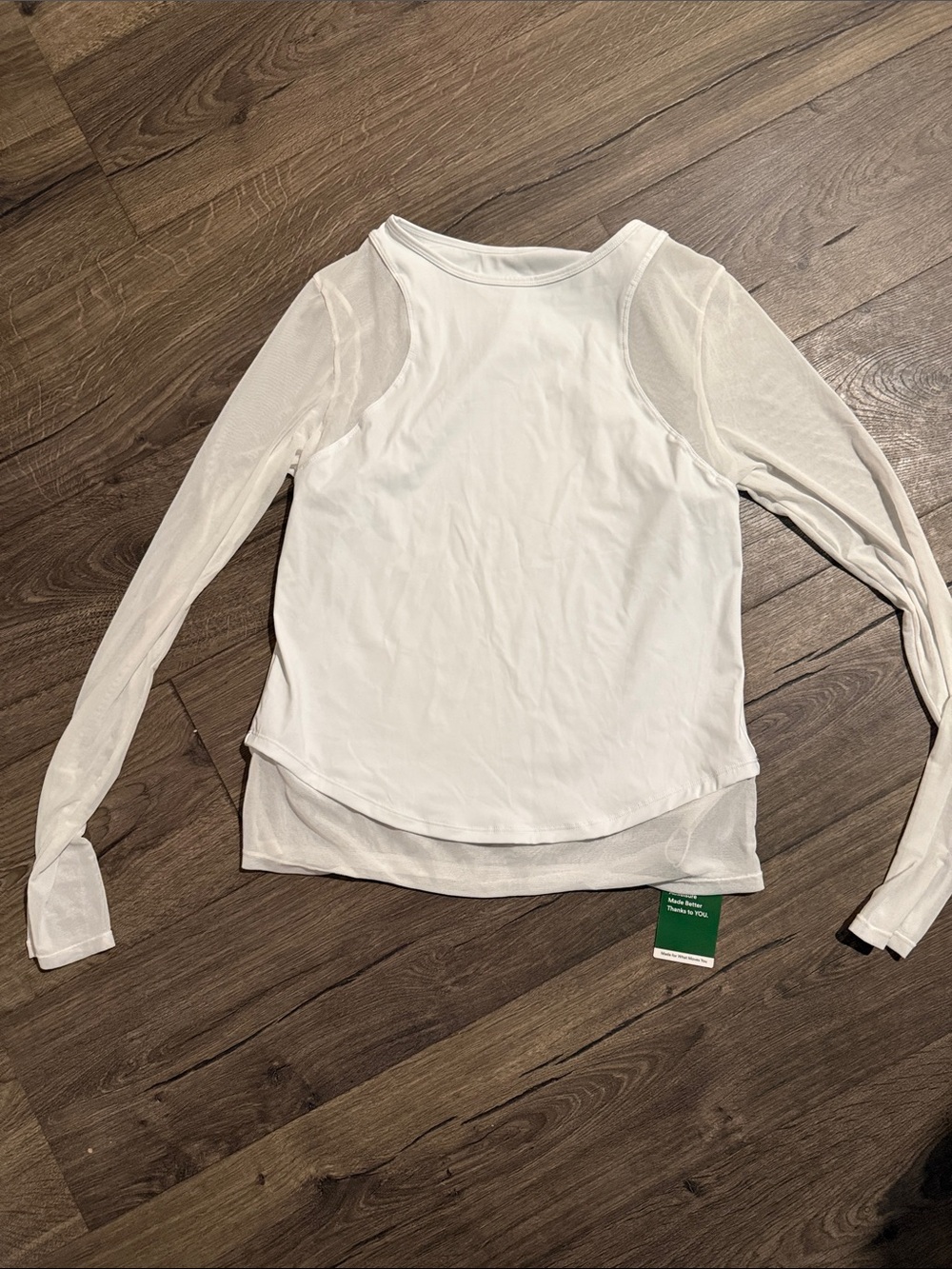 HALARA White Layered Mesh Long Sleeve Athletic Top NWT Size L